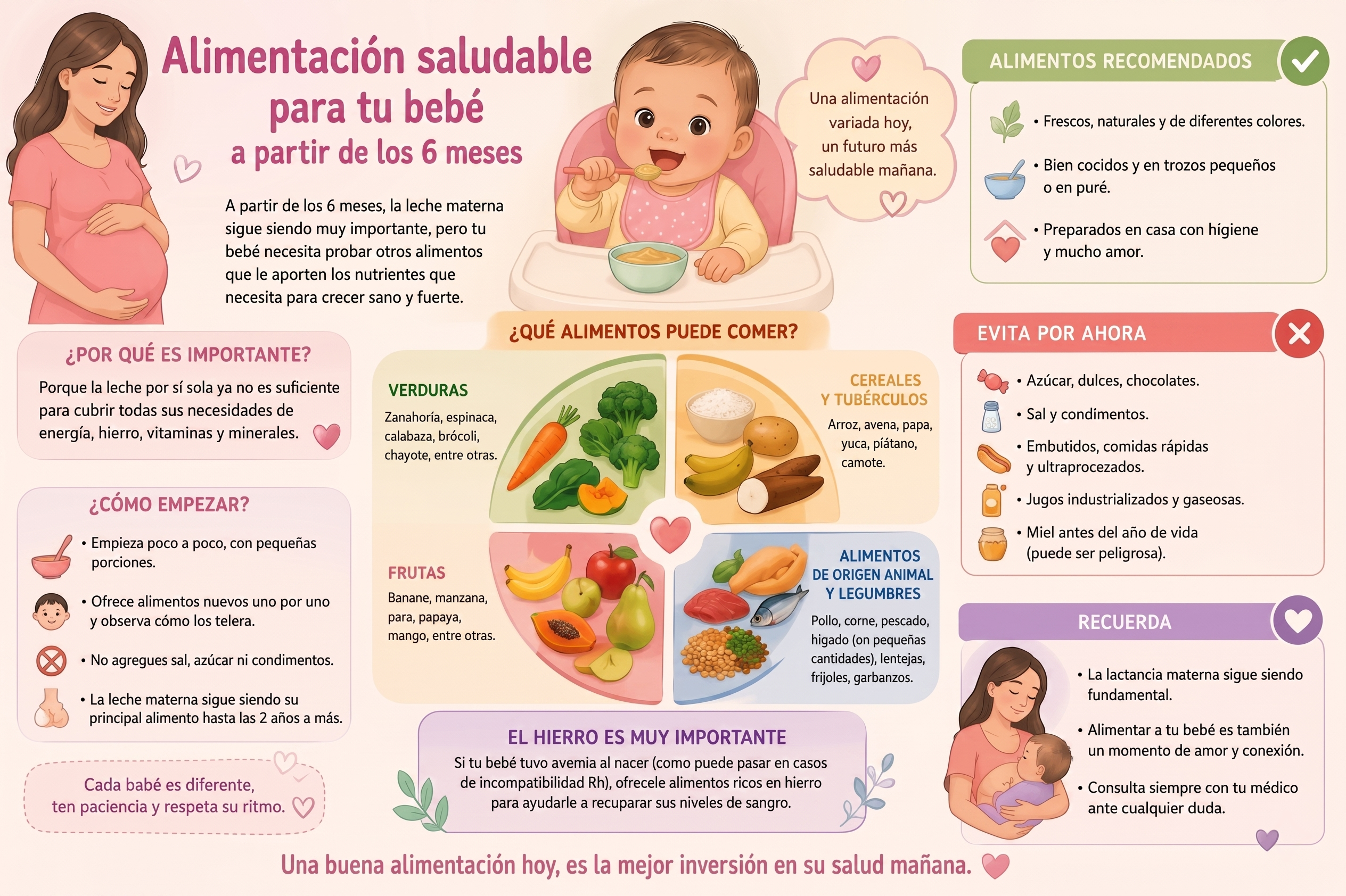 Infografía: alimentación saludable para bebés a partir de los 6 meses